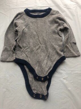6-12 Months Old Navy Gray Onesie with Dark Blue Trim; Bundle & Save!